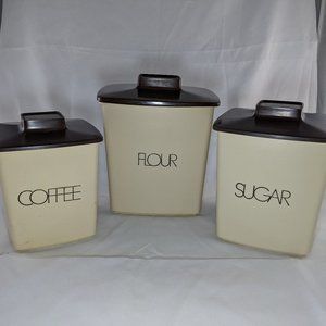 Vintage 70s Plastic Canisters Set of 3